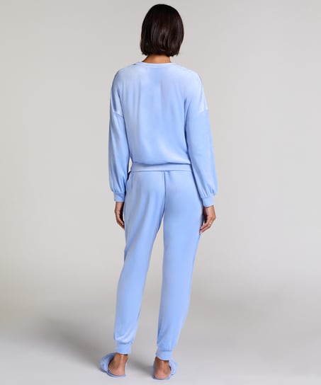 Joggebukser Velours, Bl&aring;