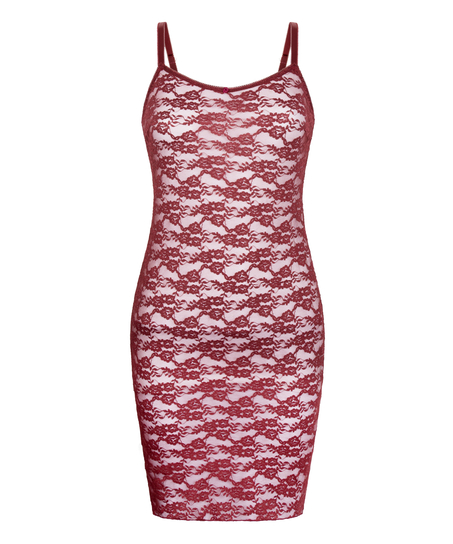 Slipdress Allover Lace, R&oslash;d