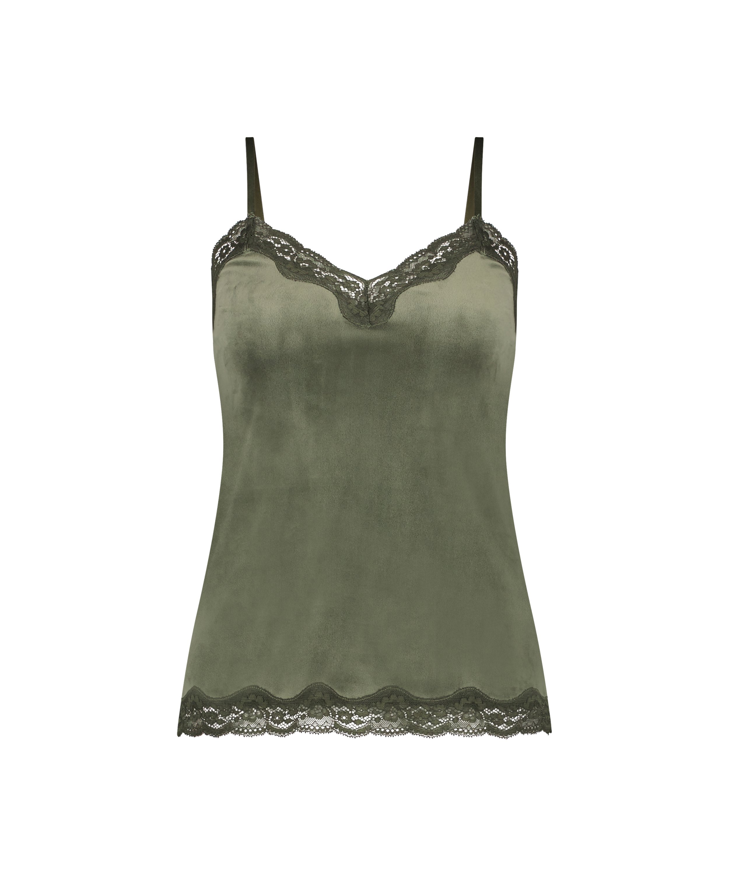 Cami-topp Velours Lace, Grønn, main