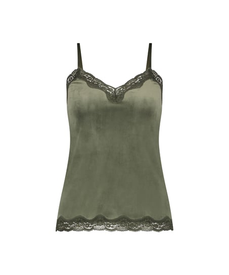 Cami-topp Velours Lace, Grønn
