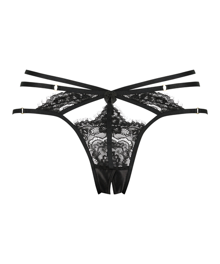 Brasiliansk truse med fransk &aring;pning Seraphina, Svart