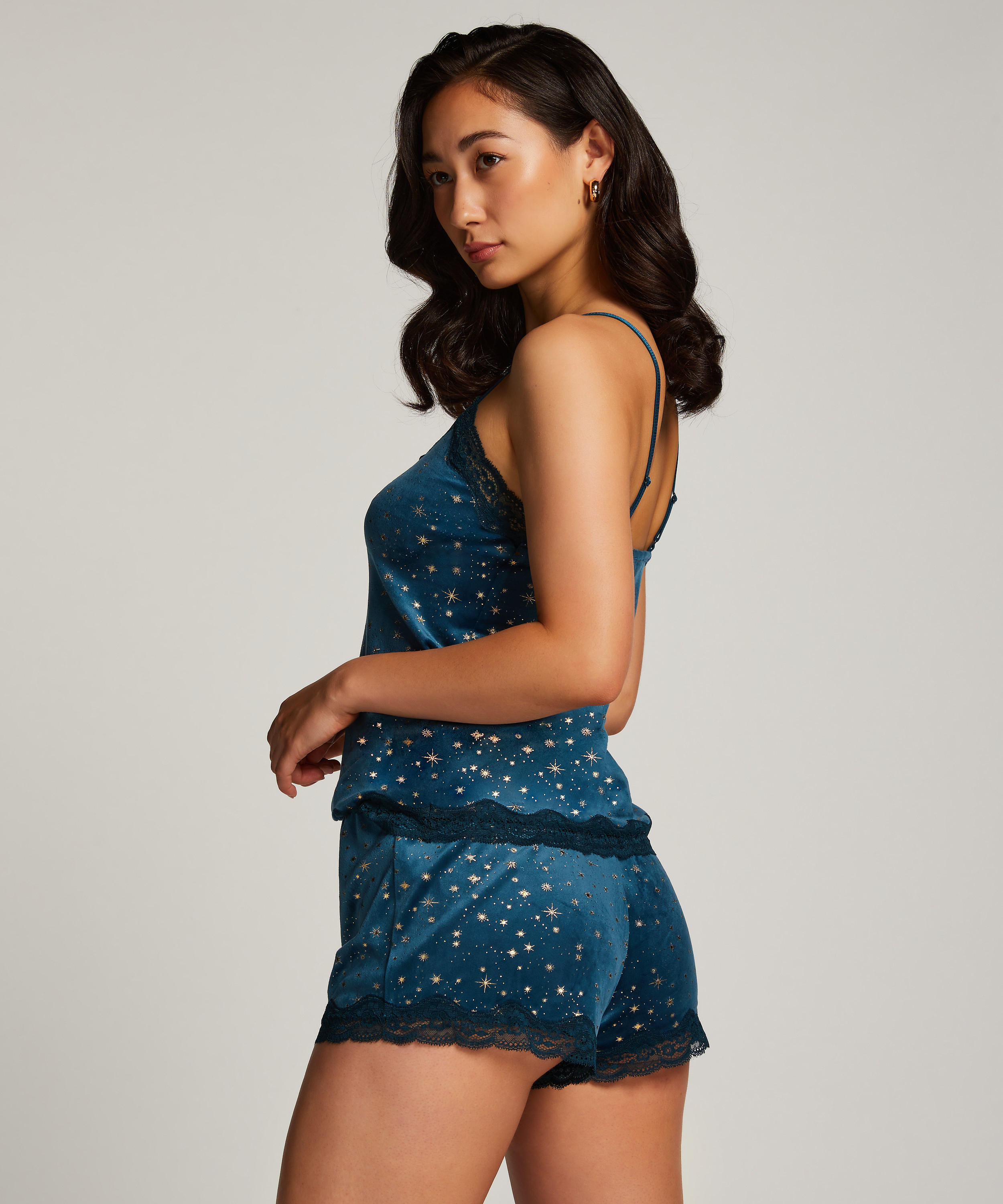 Velvet lace cami, Bl&aring;, main