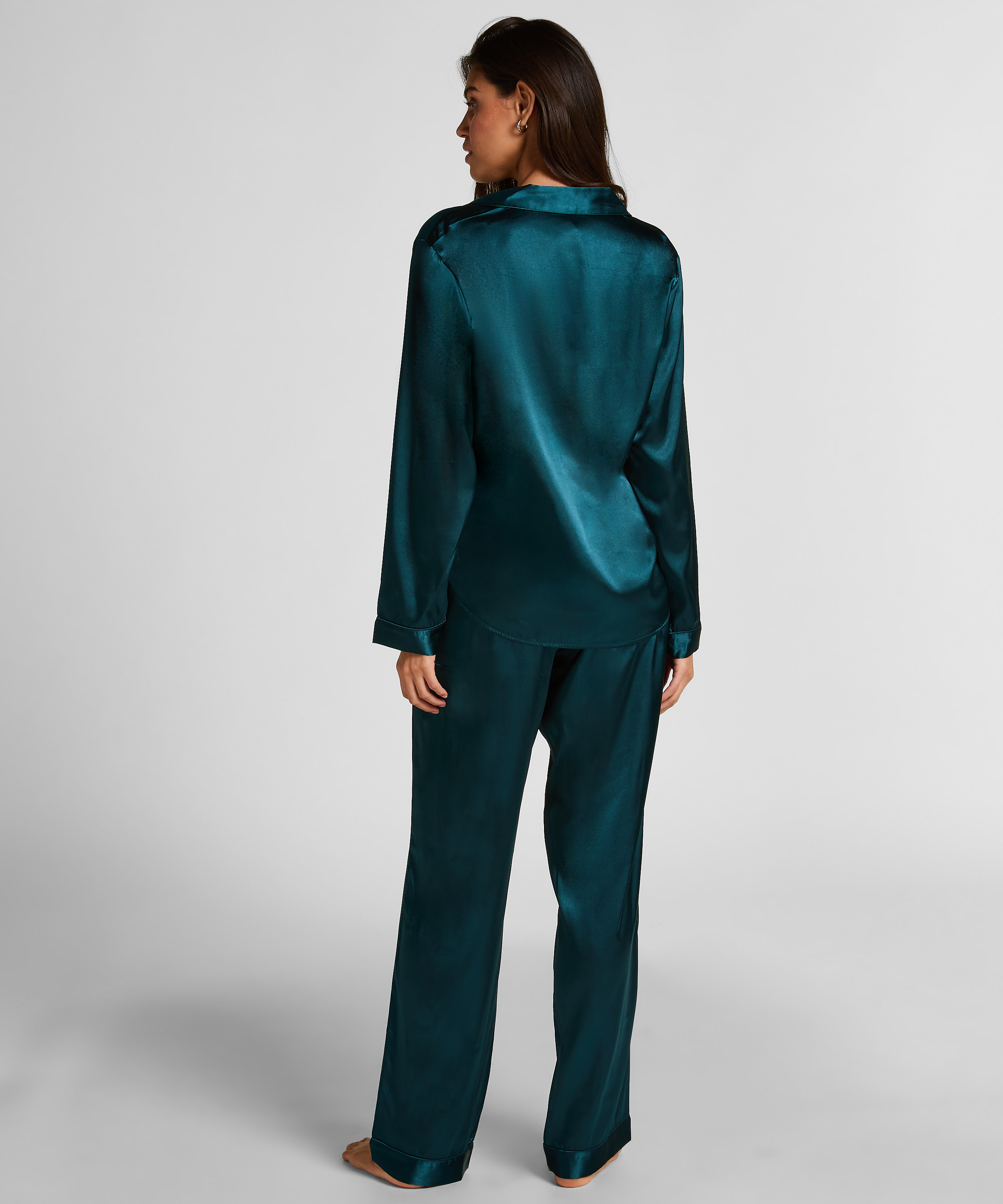 Pyjama Set Shiny Satin, Bl&aring;, main