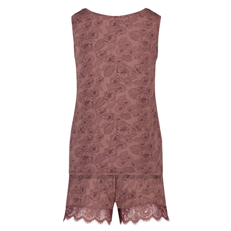 Pyjamas kort singlet-sett, Rosa
