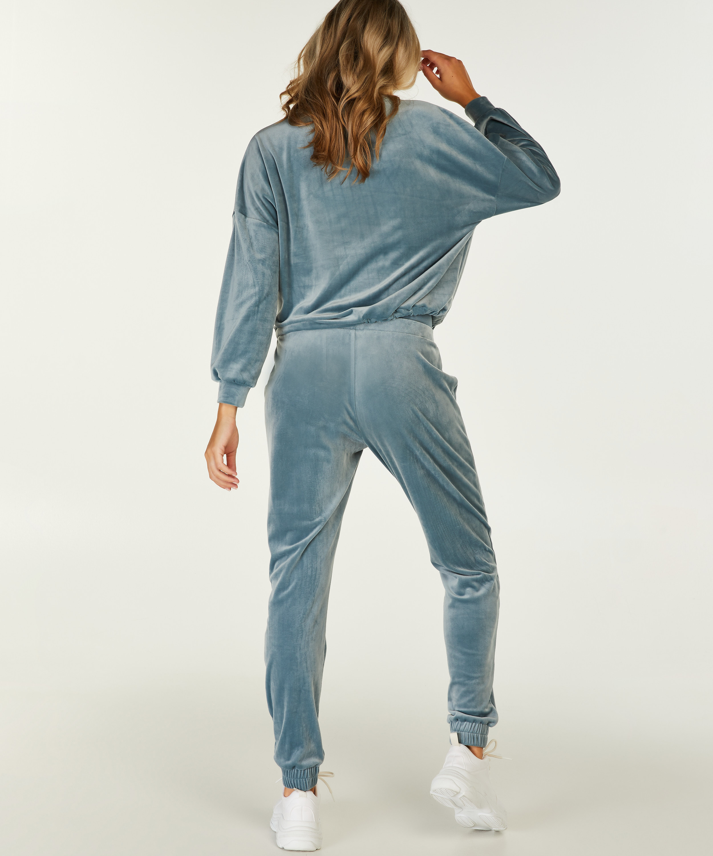 Velours mamma-joggebukse, Blå, main
