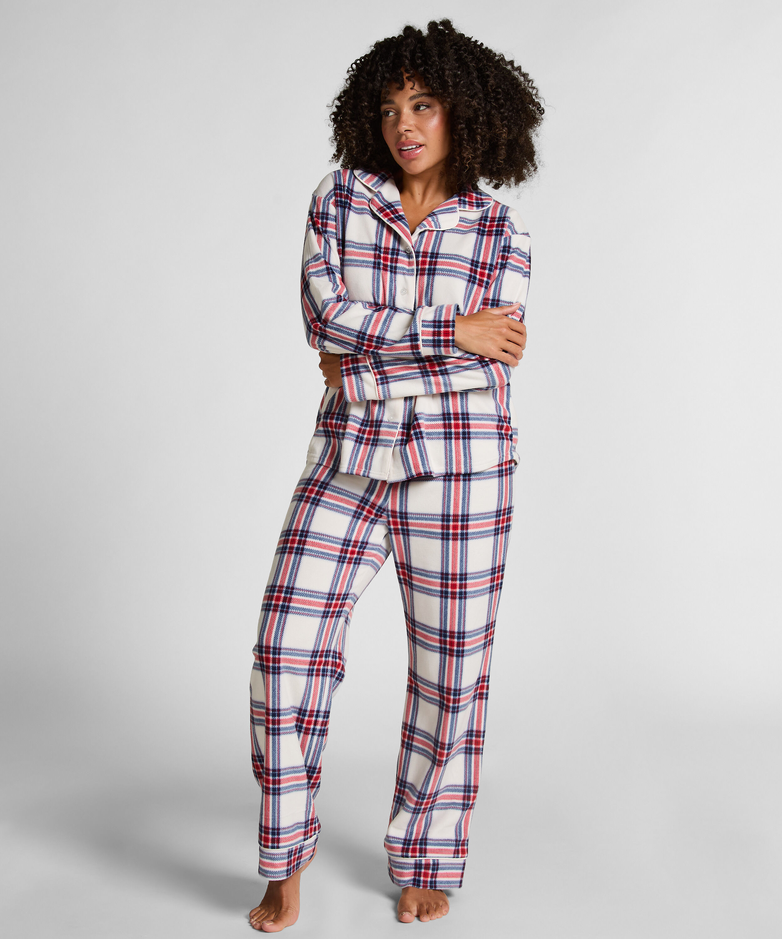 Pyjamassett i polarfleece, Hvit