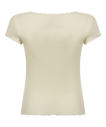 Ribbet jerseytopp, Gul