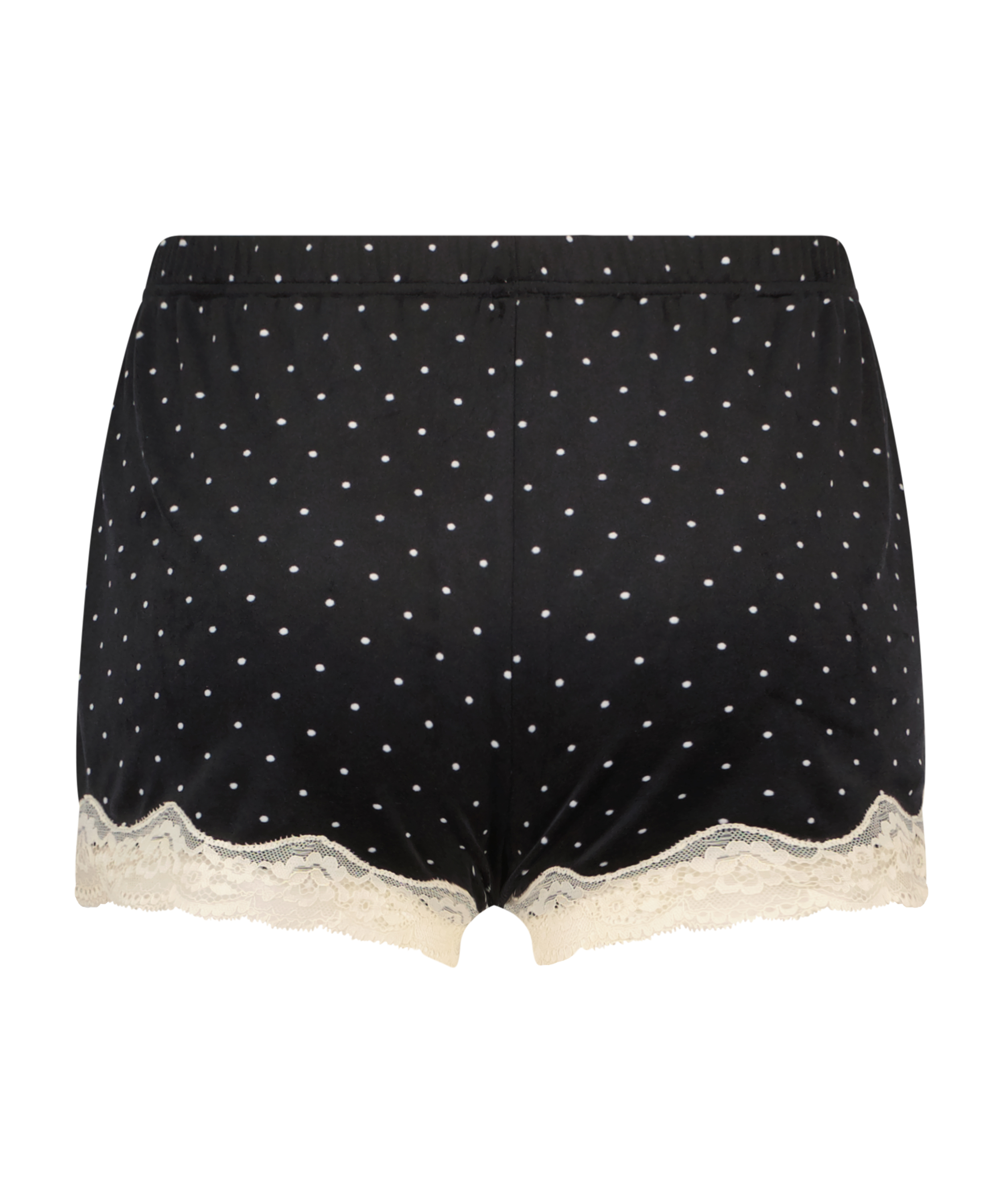 Velvet lace shorts, Svart, main