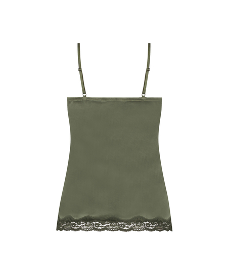 Cami-topp Velours Lace, Gr&oslash;nn