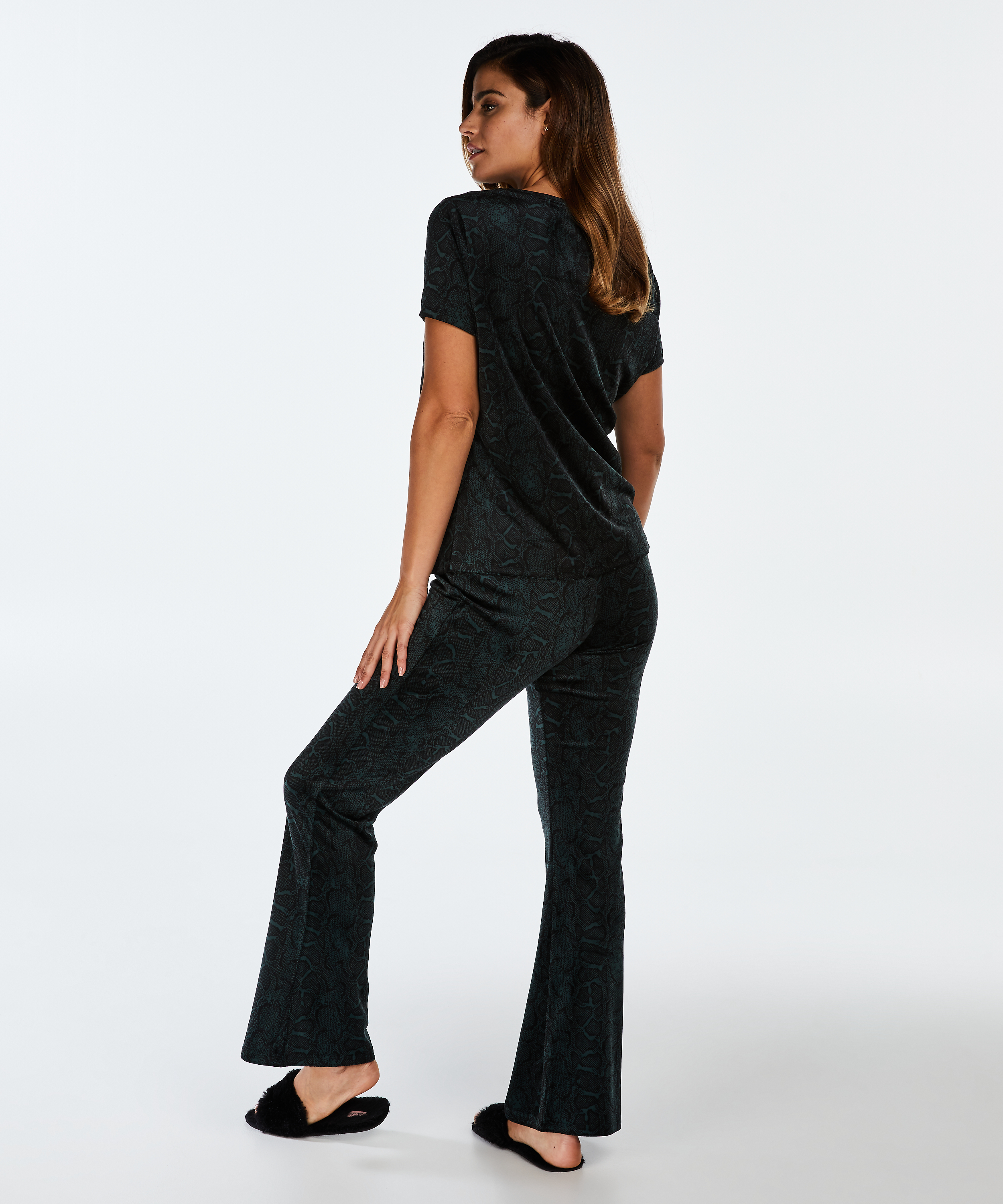 Flared Velvet leggings, Gr&oslash;nn, main