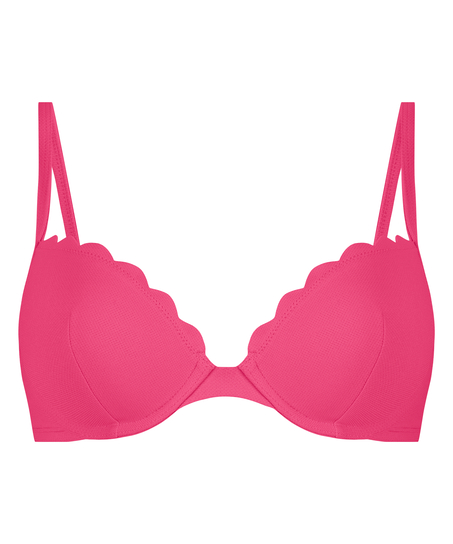 Scallop Polstret bikinitopp med underspiler, Rosa