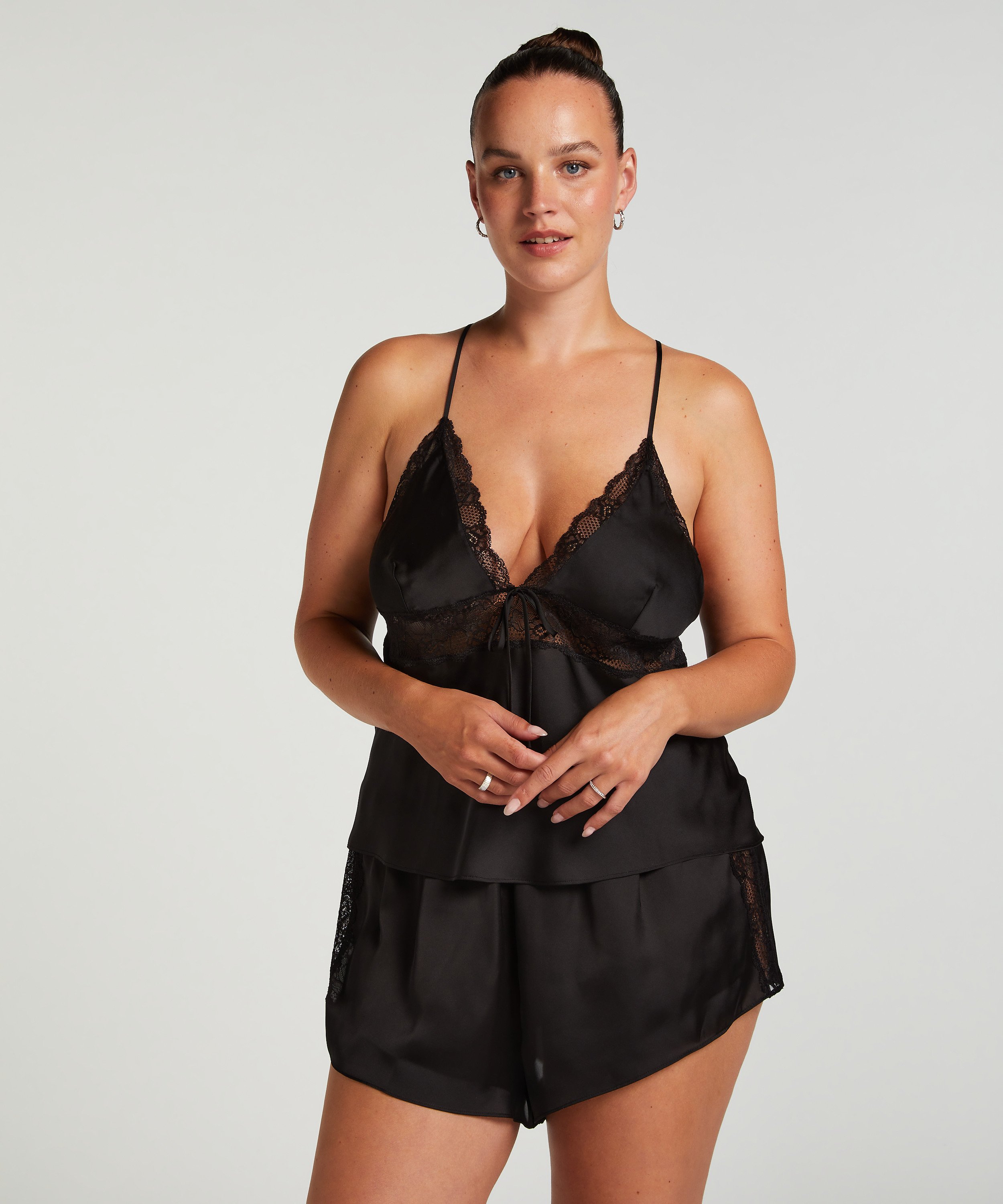 Cami-topp Satin Marcela, Svart, main