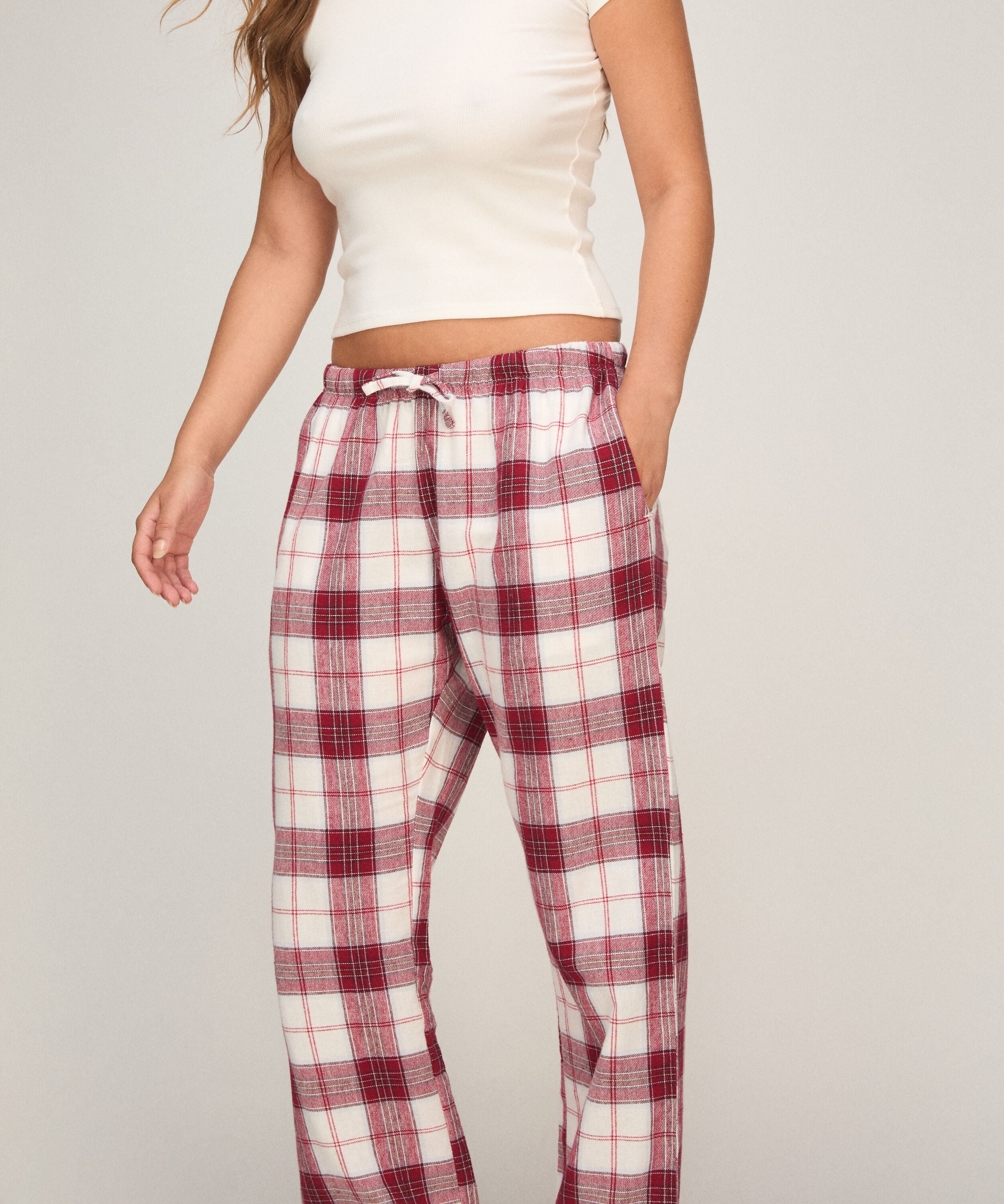 Flannel pysjamasbukse, Hvit