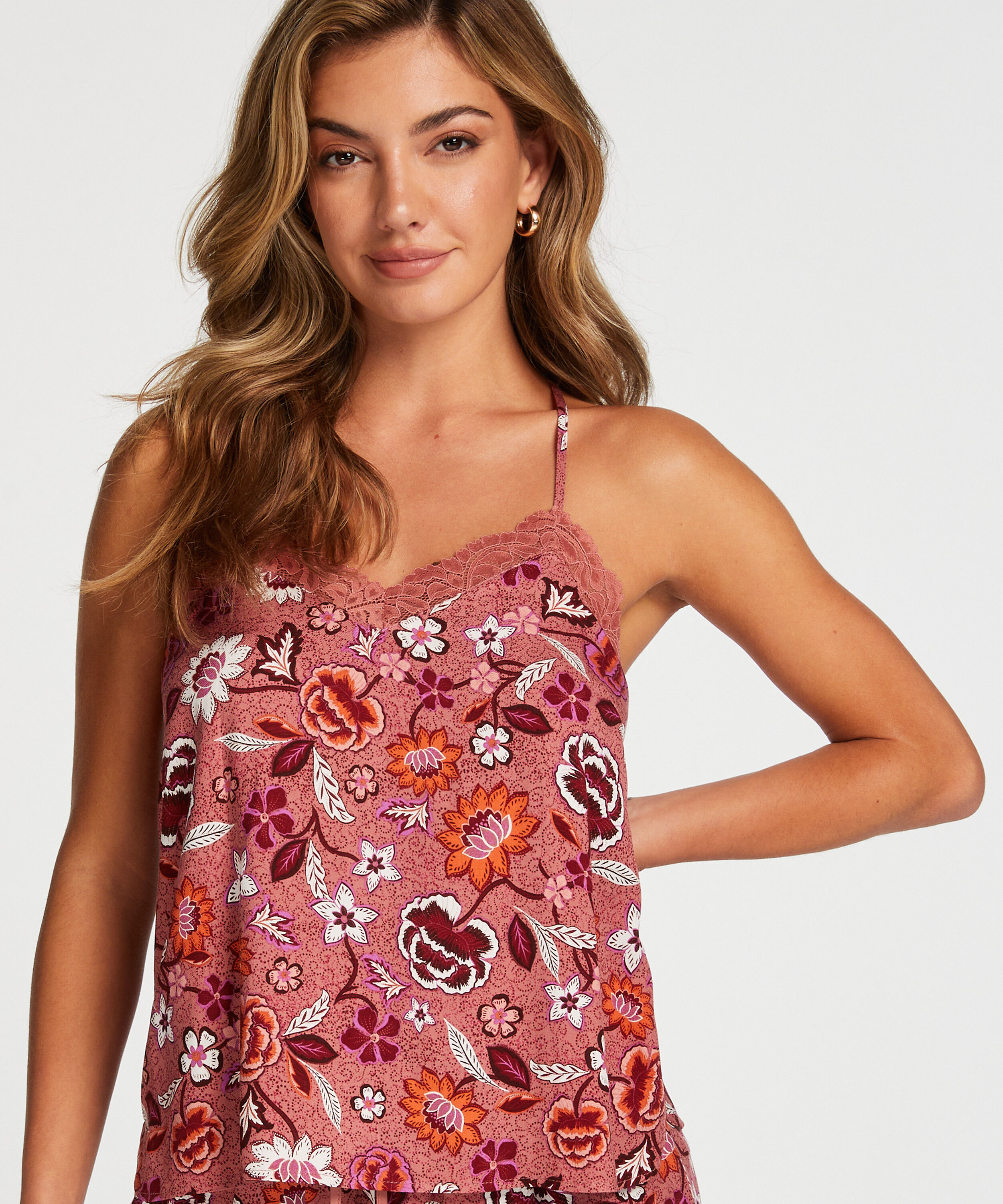Cami-topp Woven Lace, Rosa