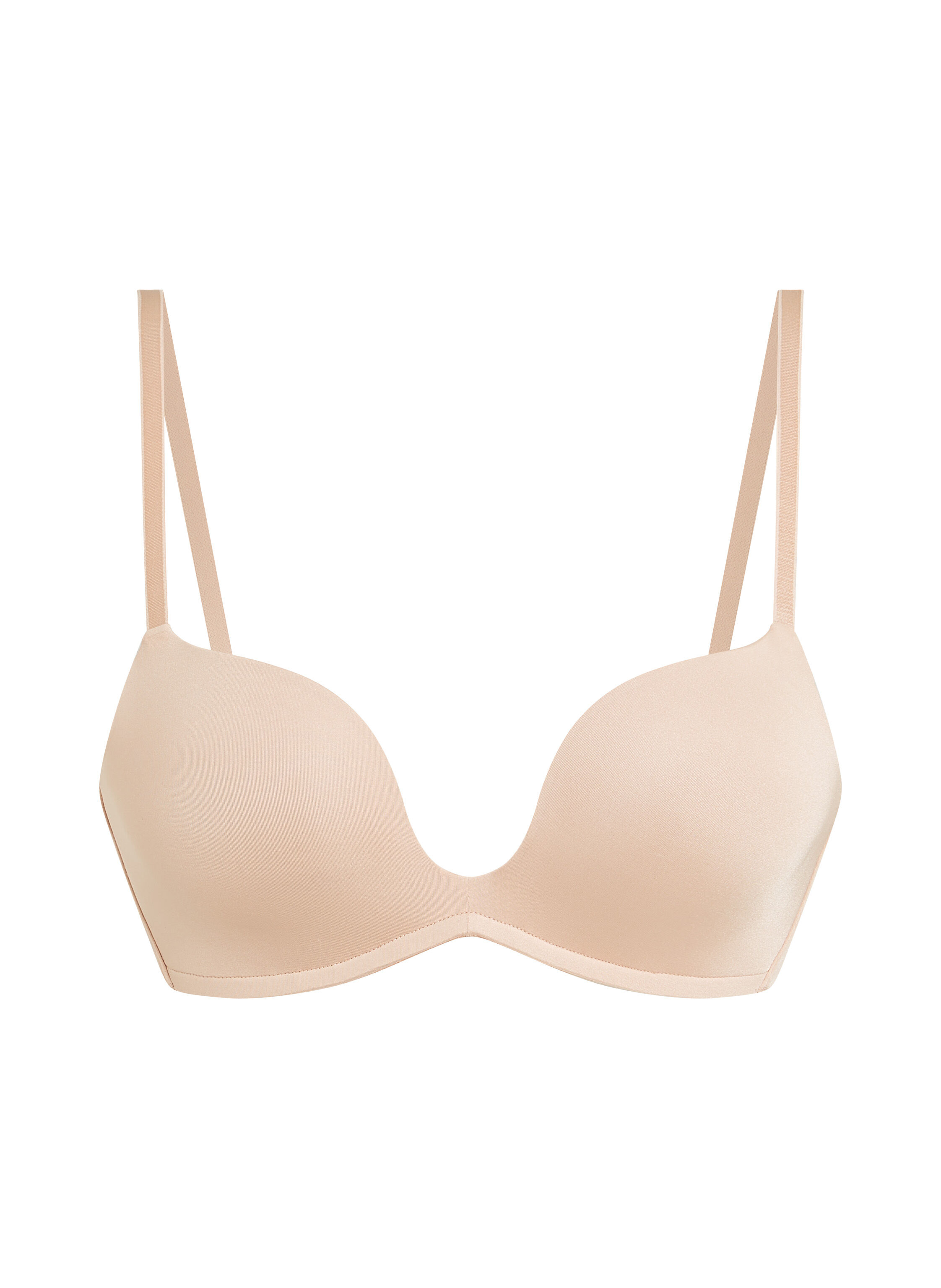 Vattert bh med b&oslash;yle push-up Deep-V, Beige