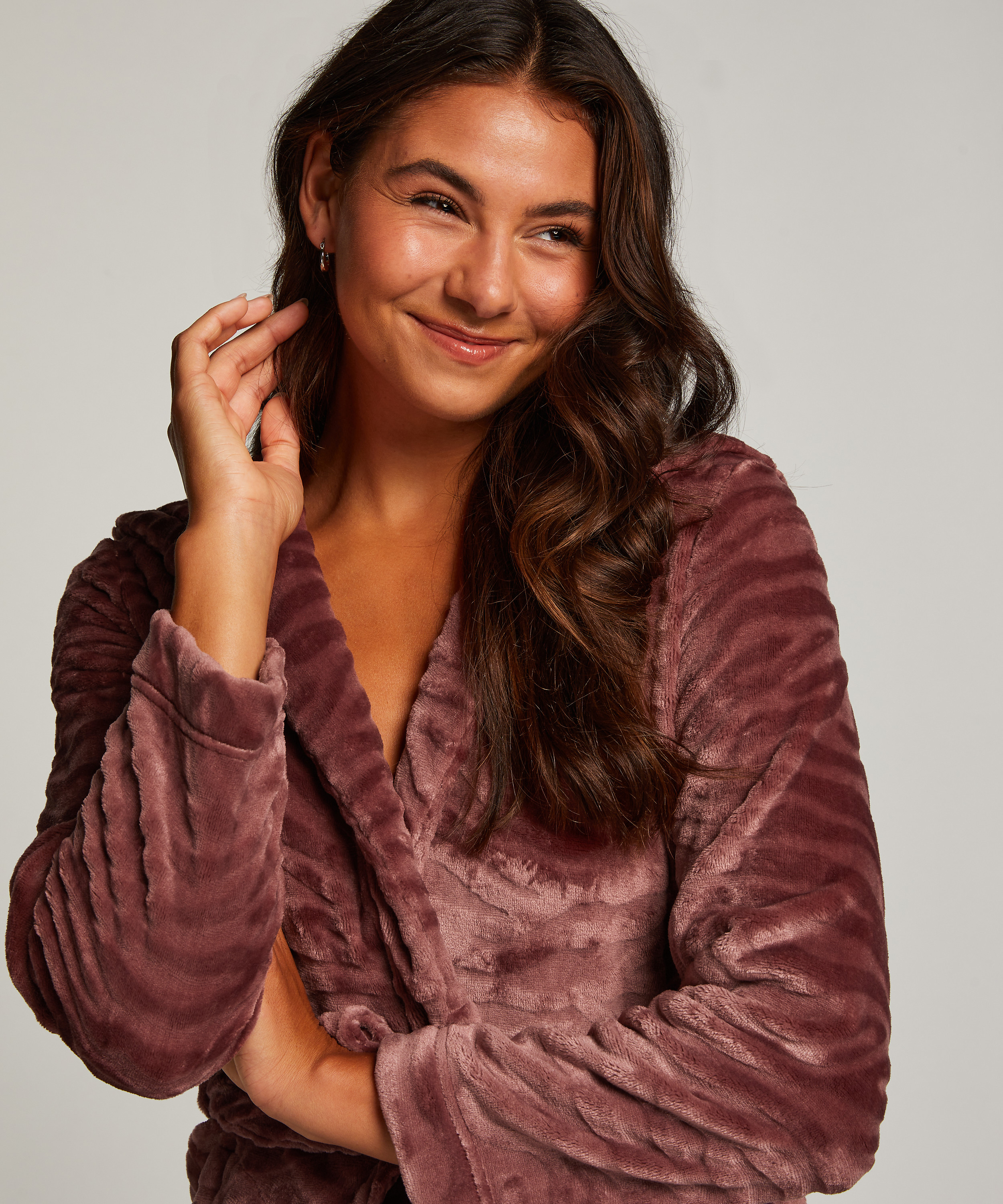 Fleece rib kort badekåpe, Lilla, main