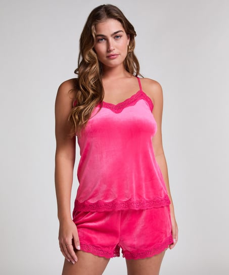 Cami-topp Velours Lace, Rosa