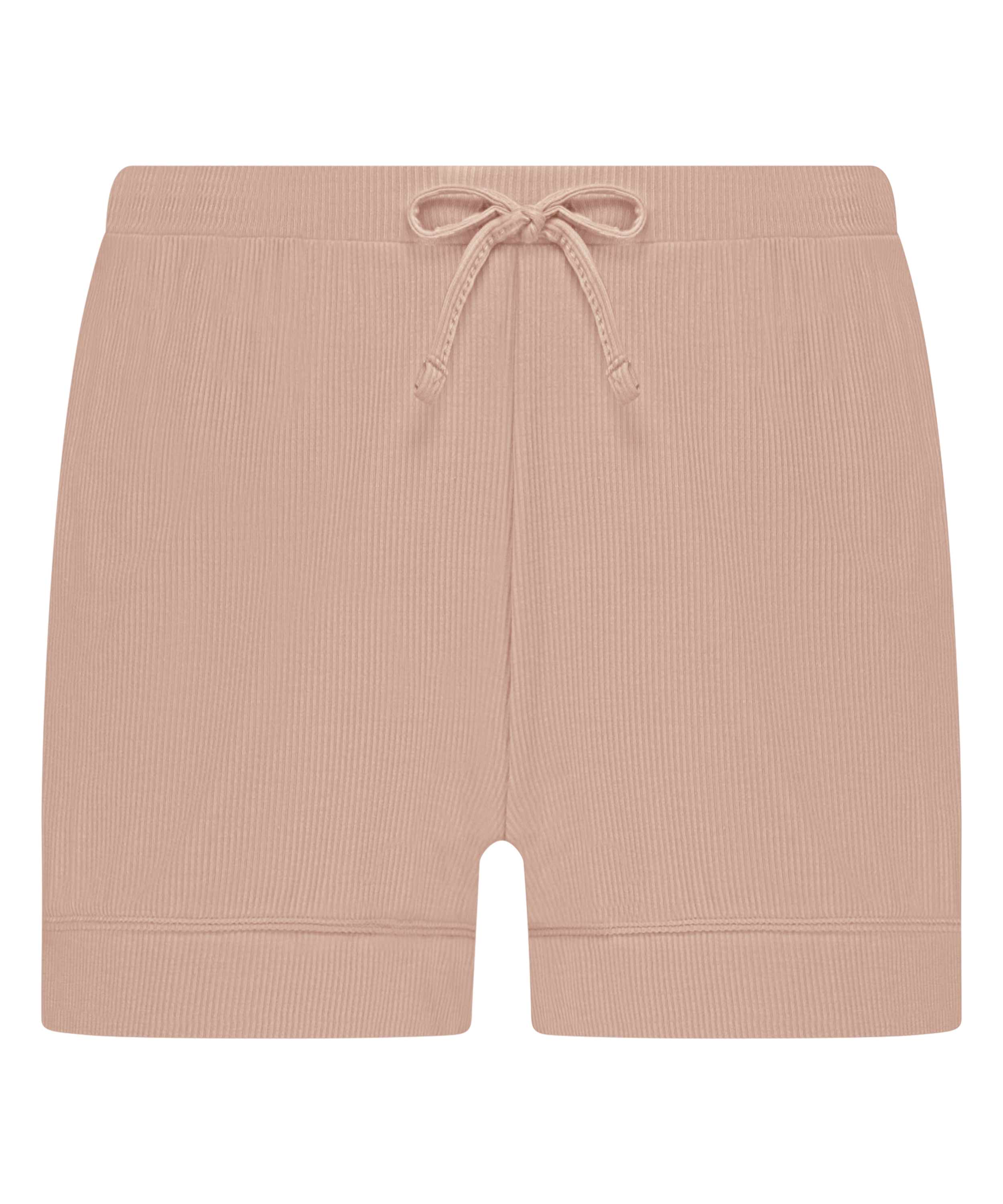 Shorts i ribbestrikket jersey – Basisplagg, Beige, main