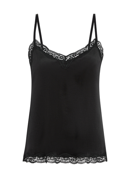 Cami-topp Velours Lace, Svart