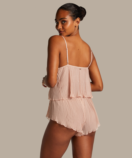 Chiffon plissé camisole-sett, Rosa