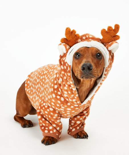 Fleece hunde-onesie, Brun