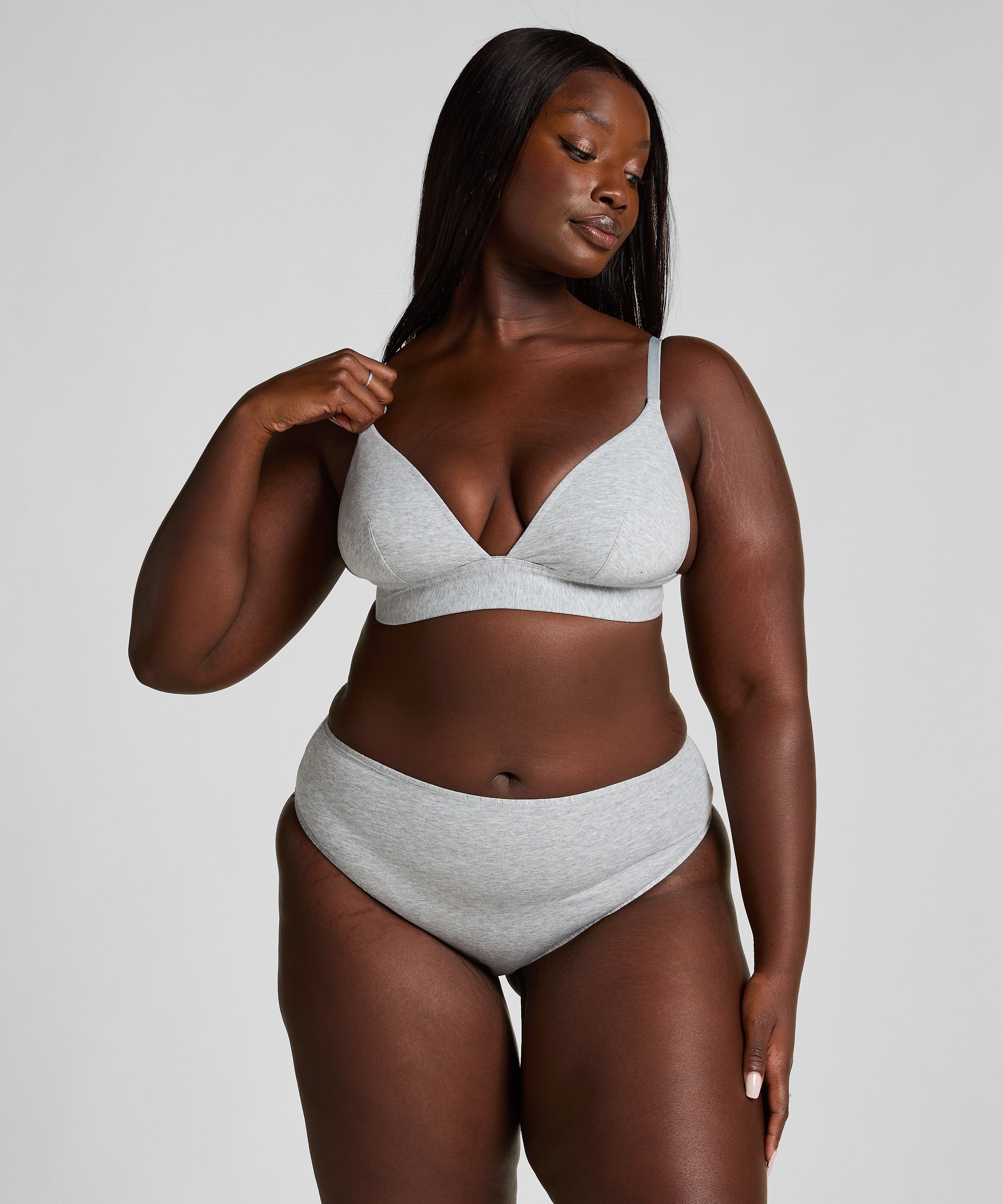 Brazilian med høye ben, i bomull, Grå, main