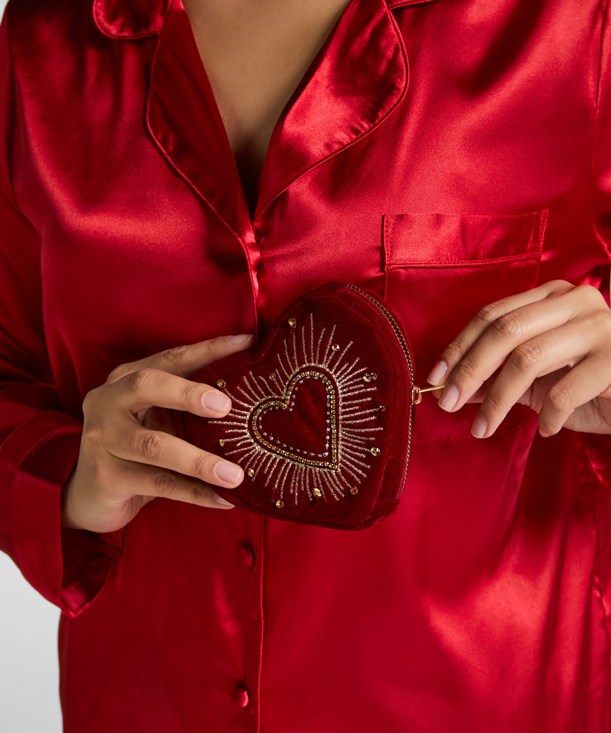 Hjerteformet lommebok med glidel&aring;s, R&oslash;d, main