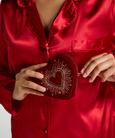 Hjerteformet lommebok med glidel&aring;s, R&oslash;d