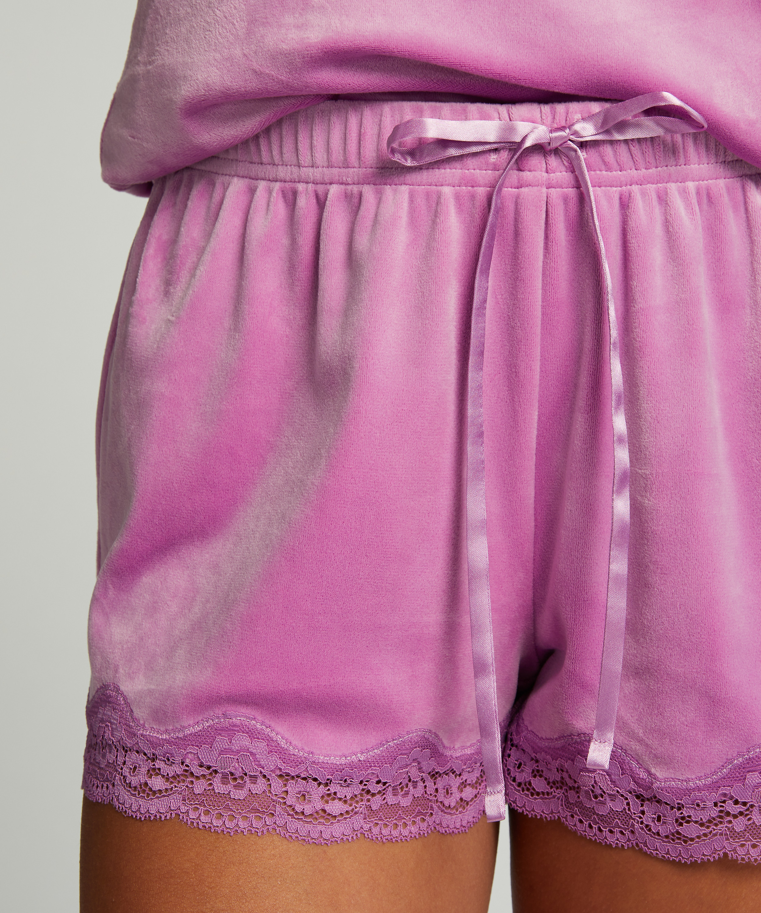 Velvet lace shorts, Rosa, main