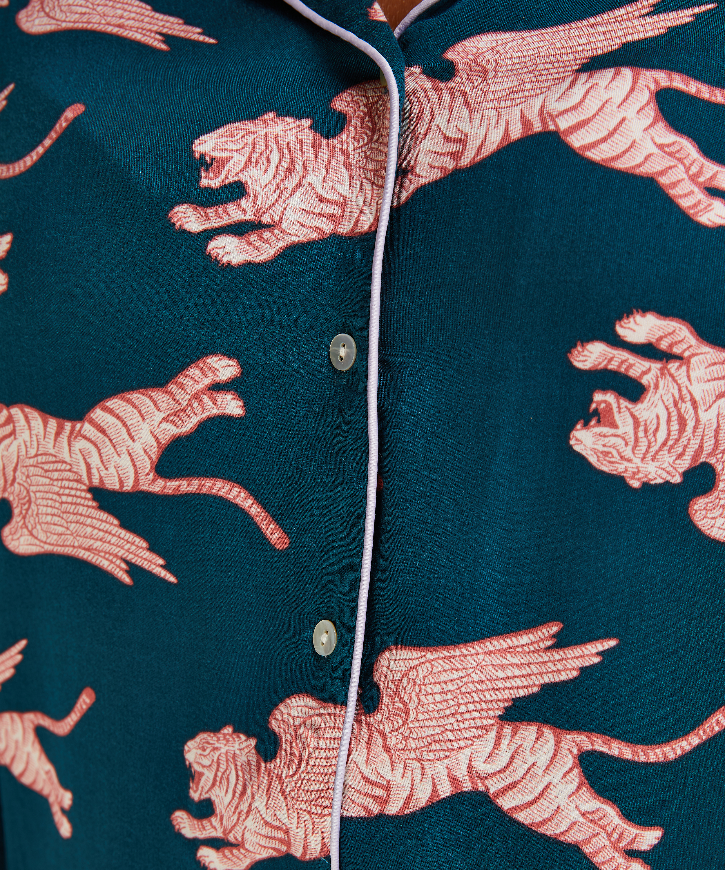 Woven pyjamasjakke lange ermer, Bl&aring;, main