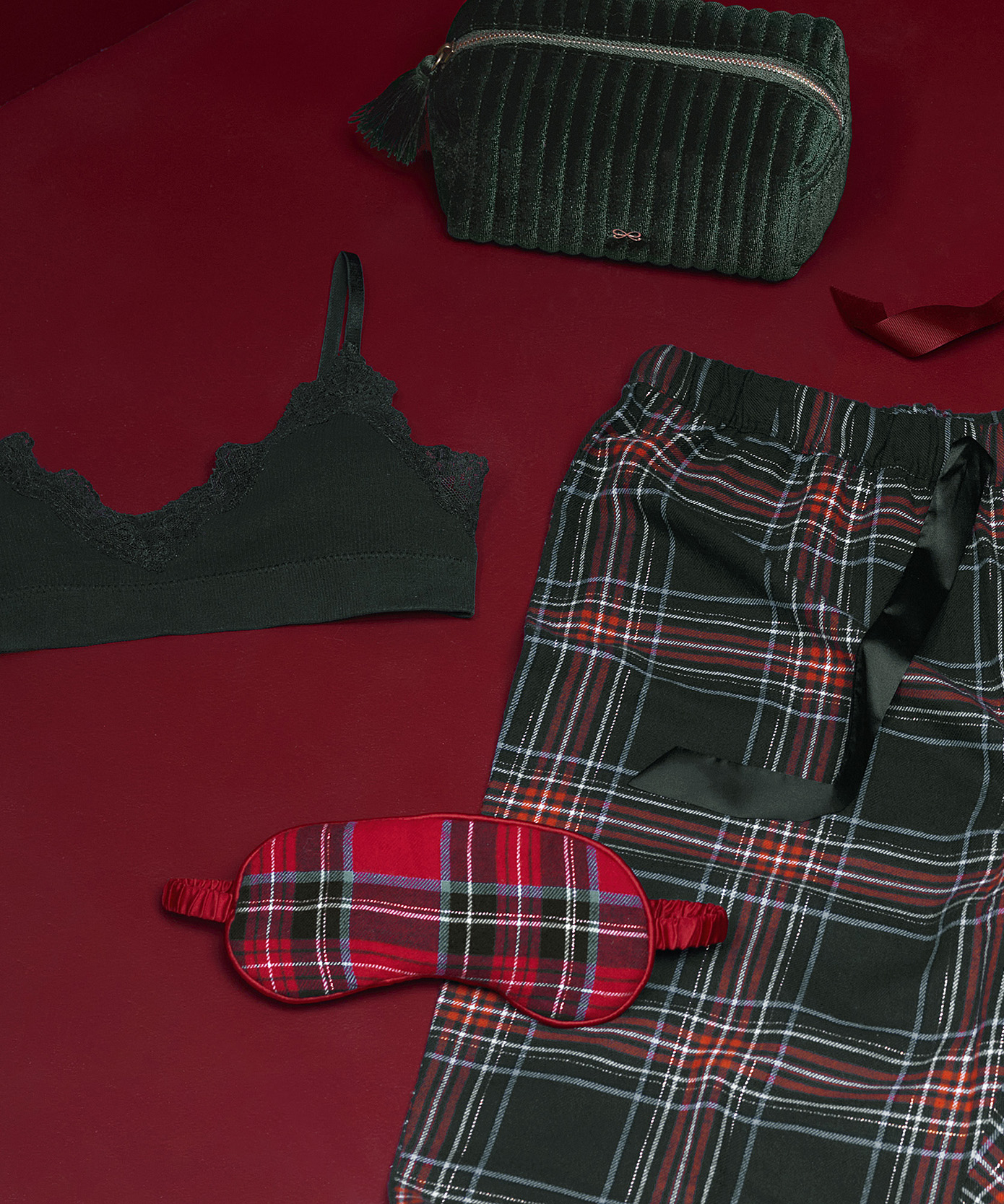 Sovemaske Flanell, Rød, main