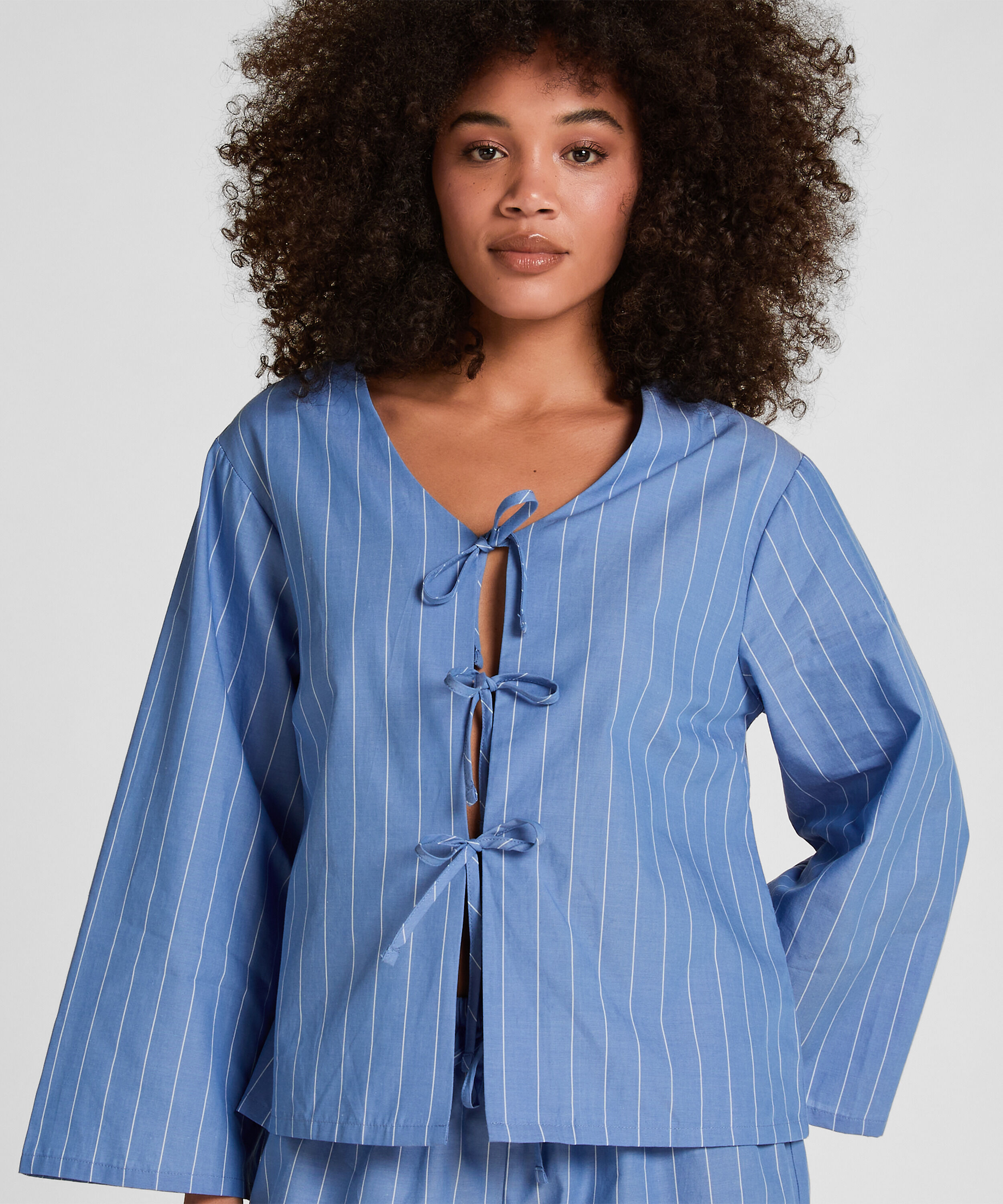 Stripet Pyjamasjakke, Blå