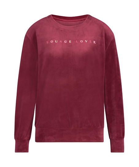 Langermet Velvet topp, R&oslash;d