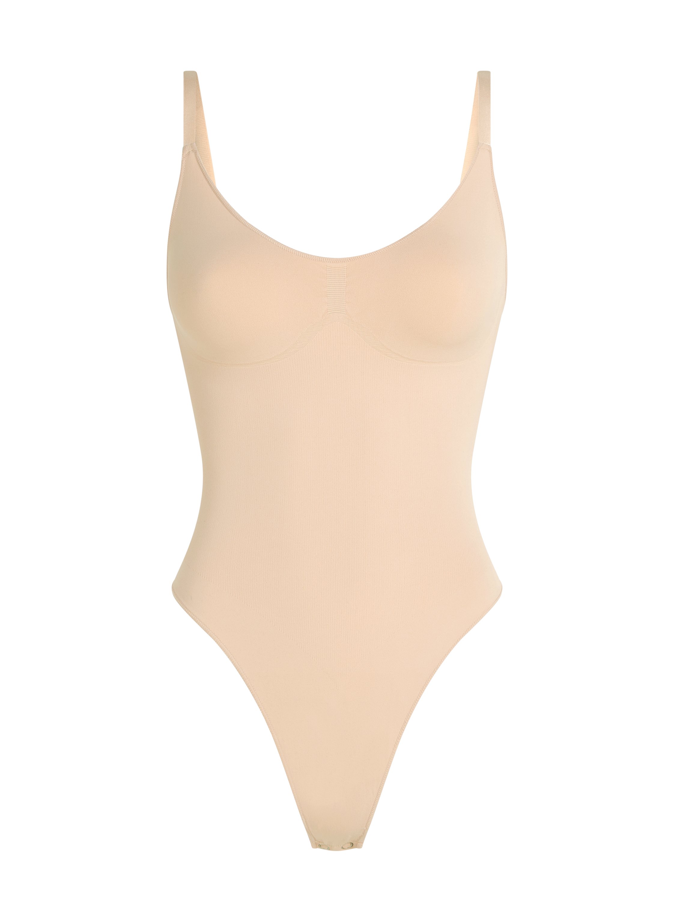 Sømløs body med høyt snitt, Beige, main