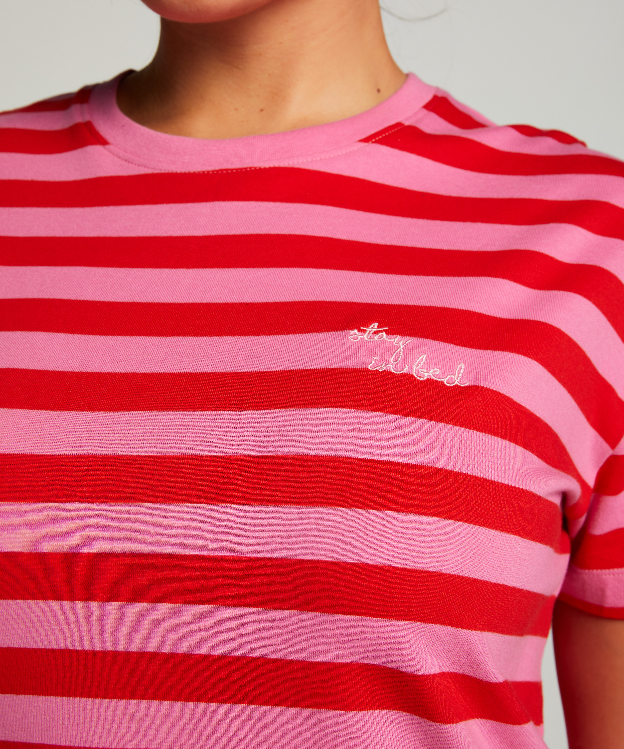 Nattskjorte med rund hals, Rosa, main