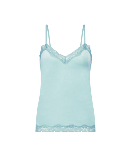 Cami-topp Velours Lace, Gr&oslash;nn