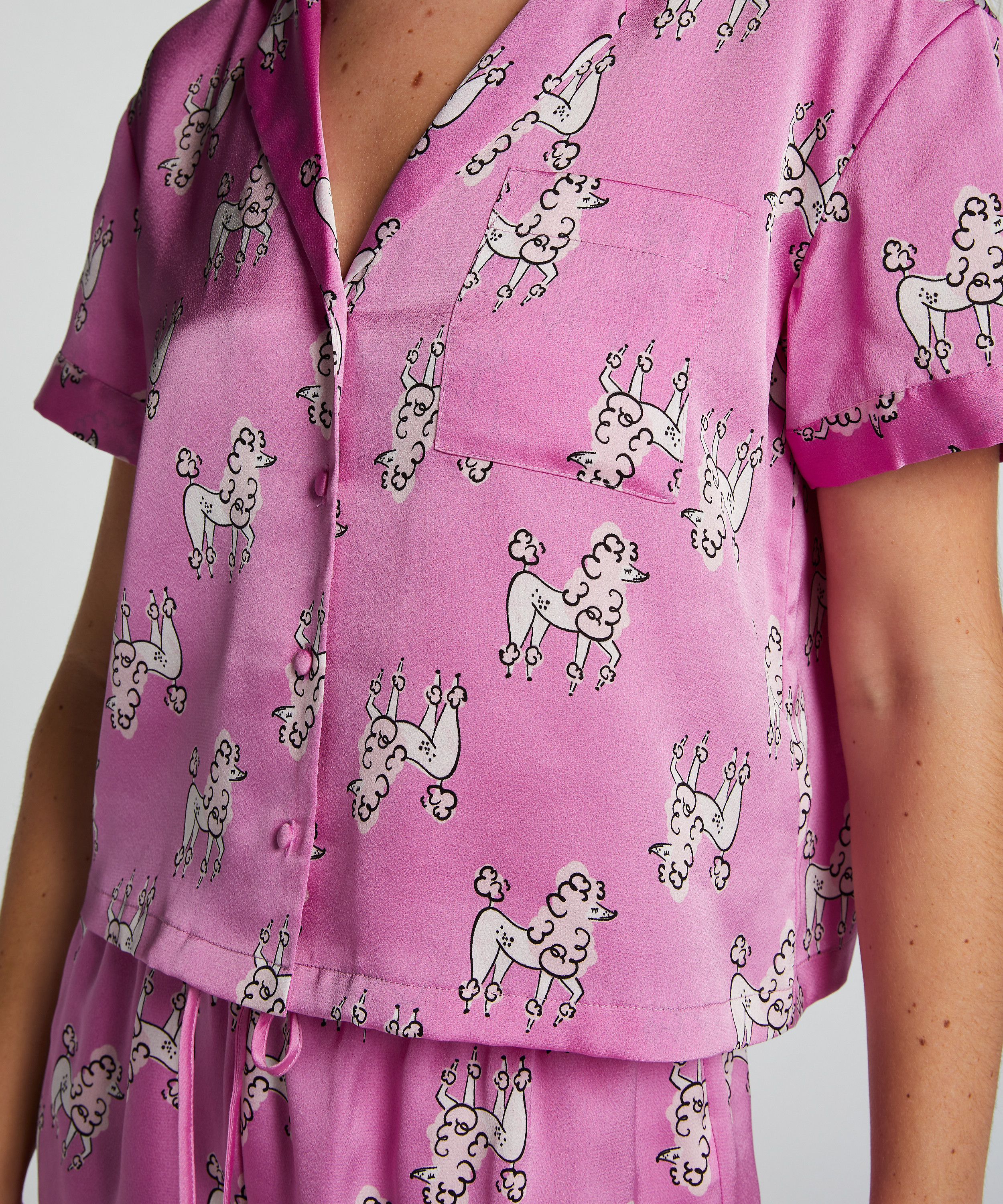 Kortermet jakke i sateng, Lilla, main