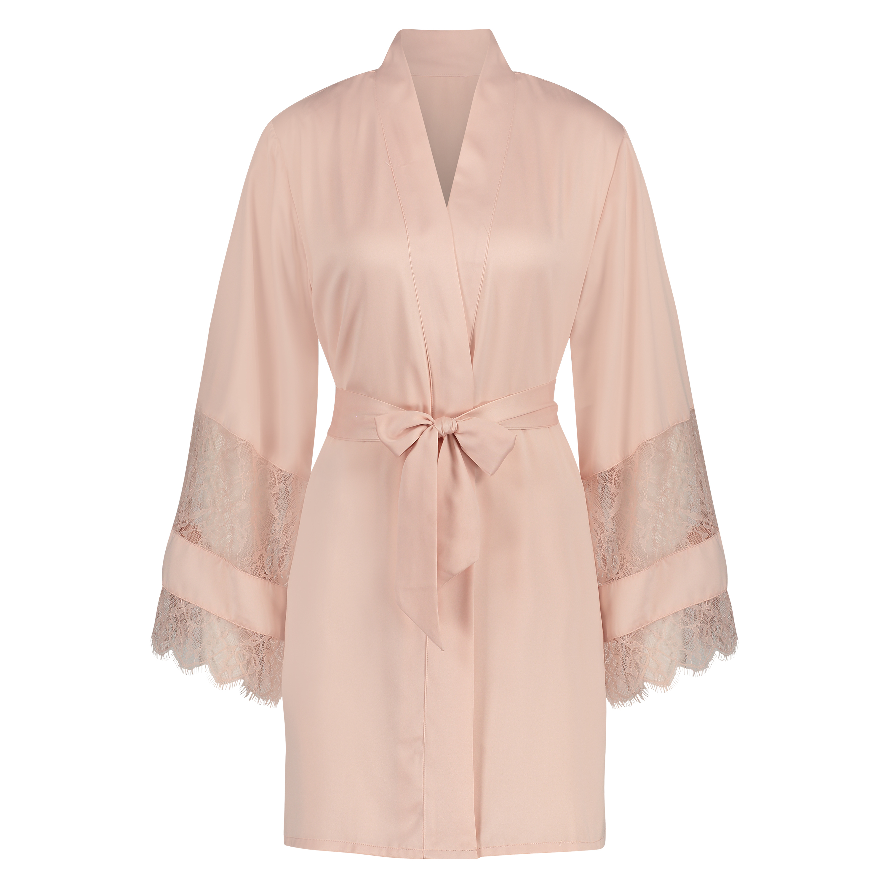 Kimono med satengblonder, Rosa, main