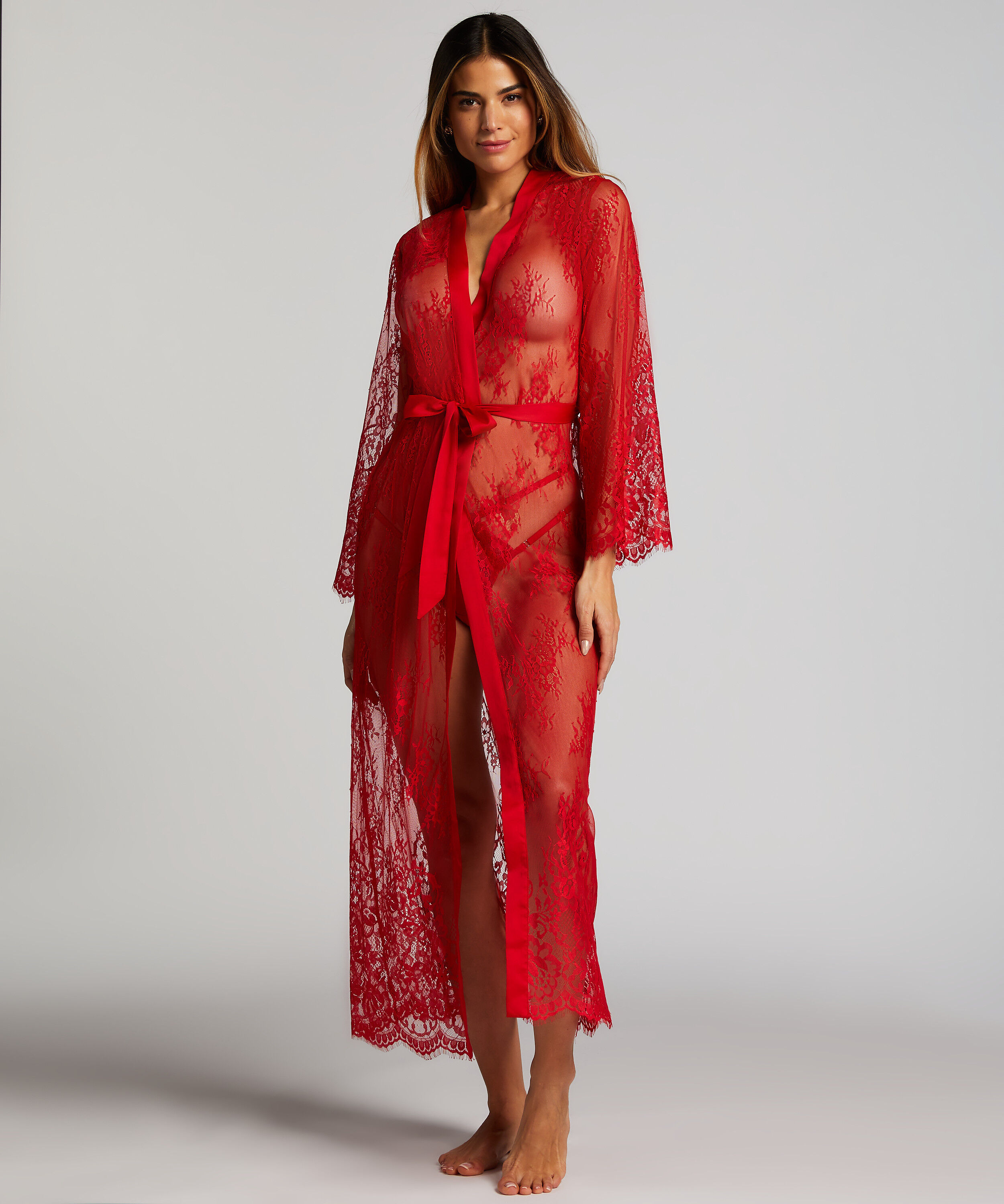 Kimono Allover Lace, R&oslash;d