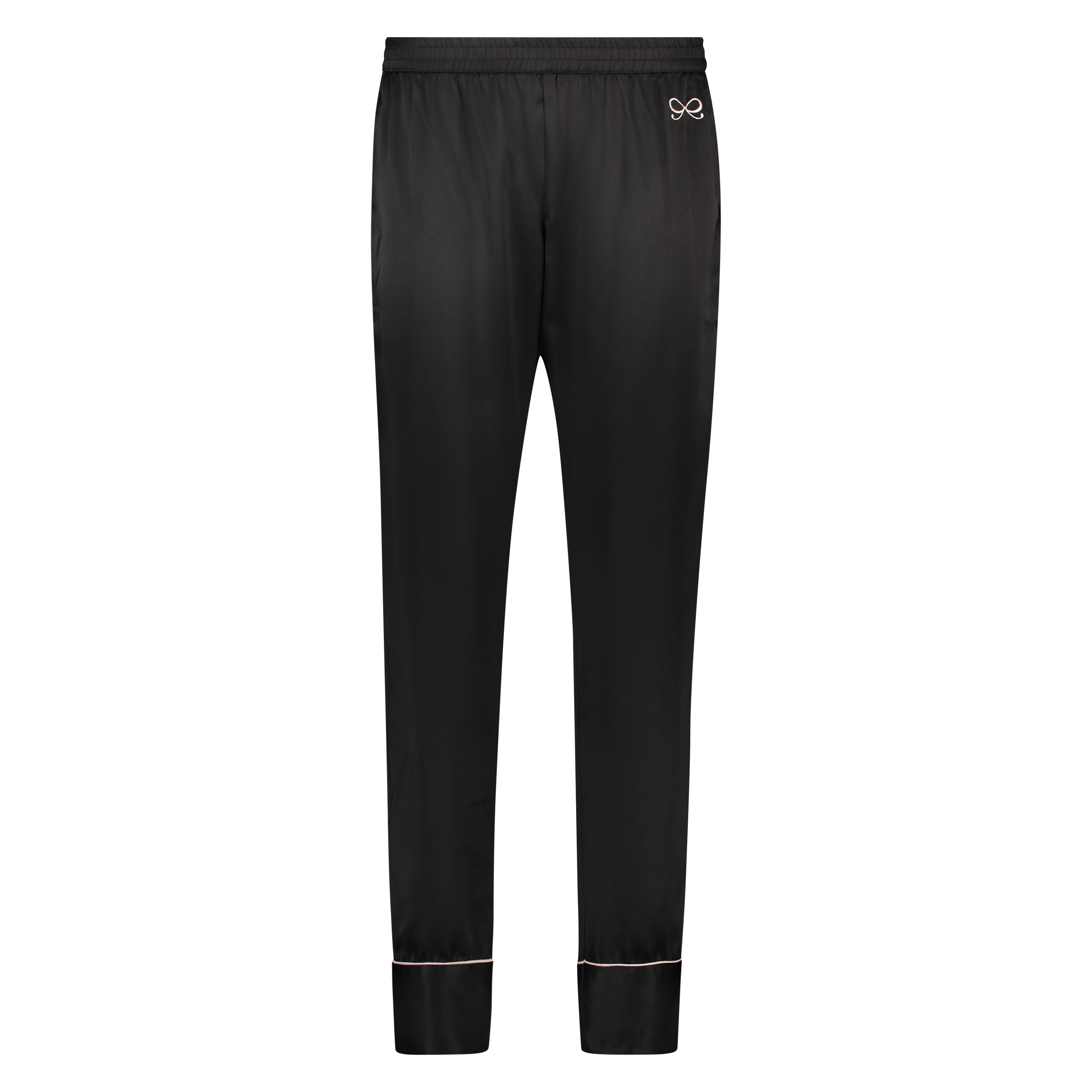 Bow pyjamasbukse i sateng, Svart, main