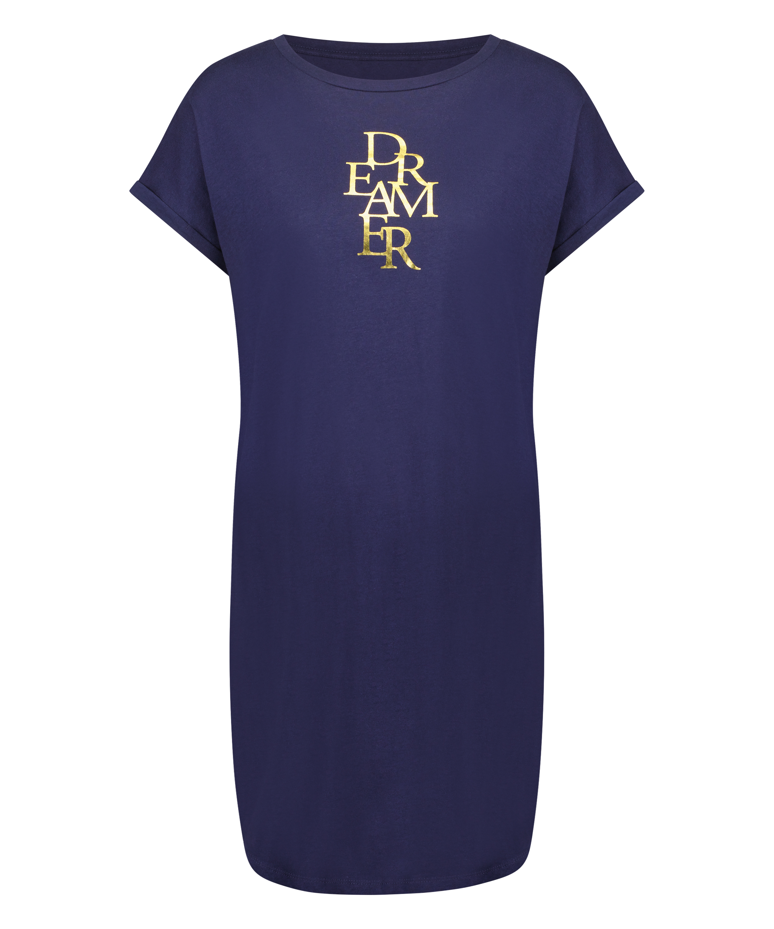 Nattskjorte med rund hals, Bl&aring;, main