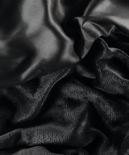 Satin fleece badek&aring;pe, Svart