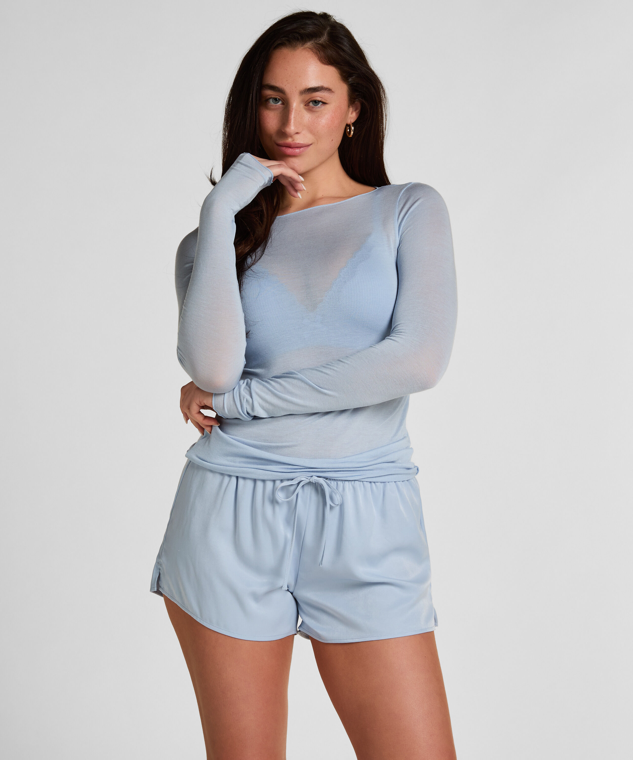 Satin Shorts Ayla, Blå