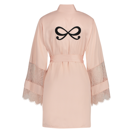 Kimono med satengblonder, Rosa