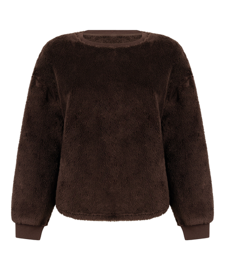 Langermet Topp Fluffy Fleece, Brun
