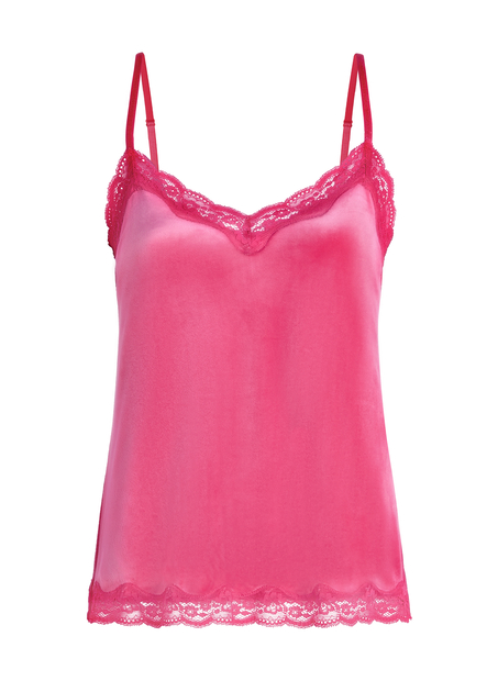 Cami-topp Velours Lace, Rosa