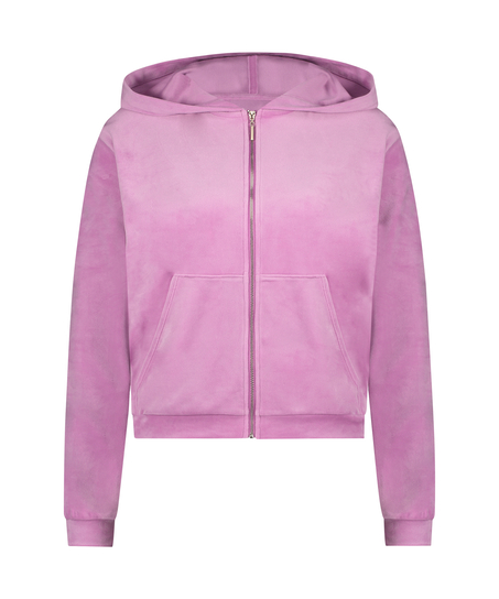 Hoodie jakke i velur, Rosa