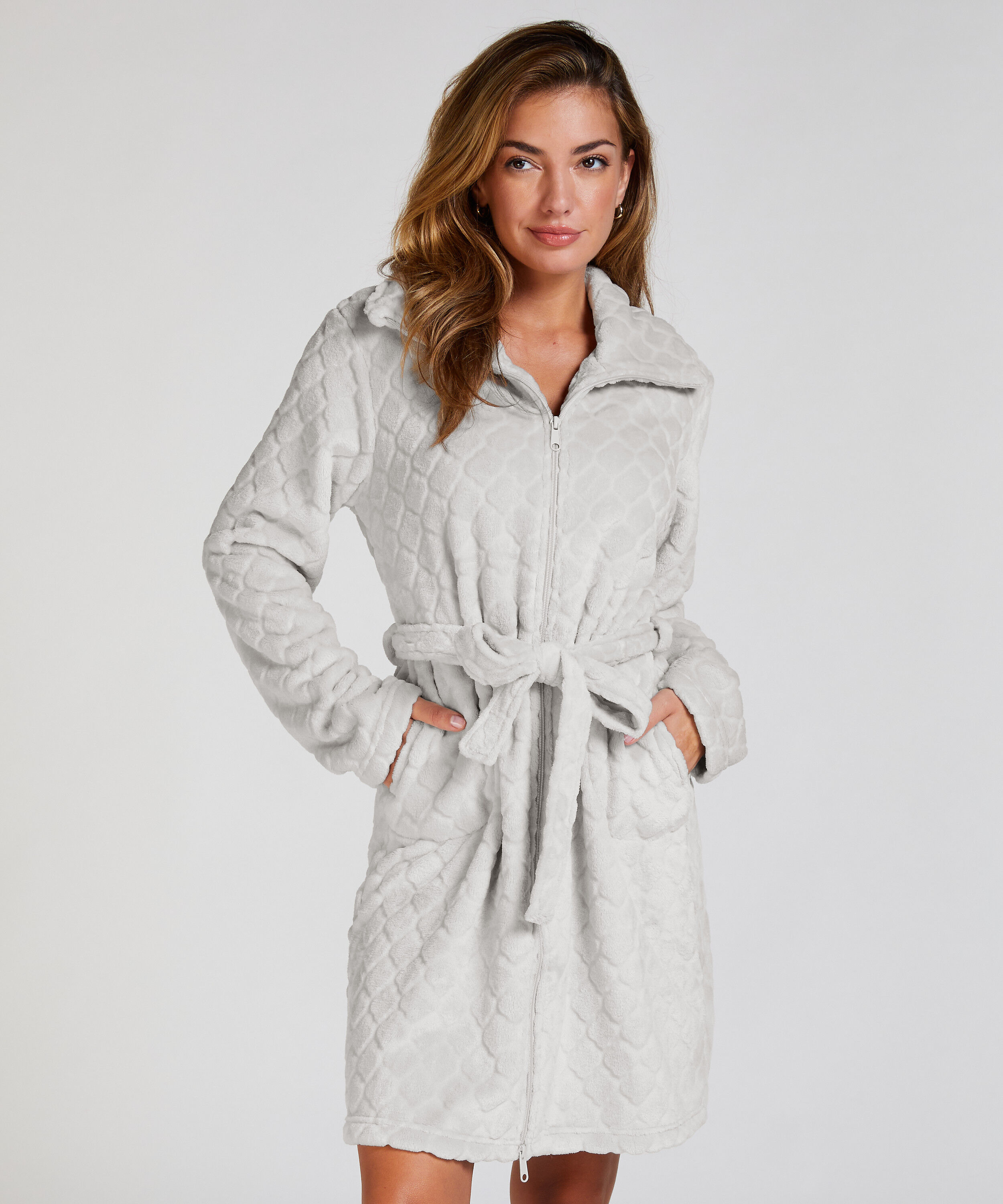 Badekåpe Zip Fleece, Grå