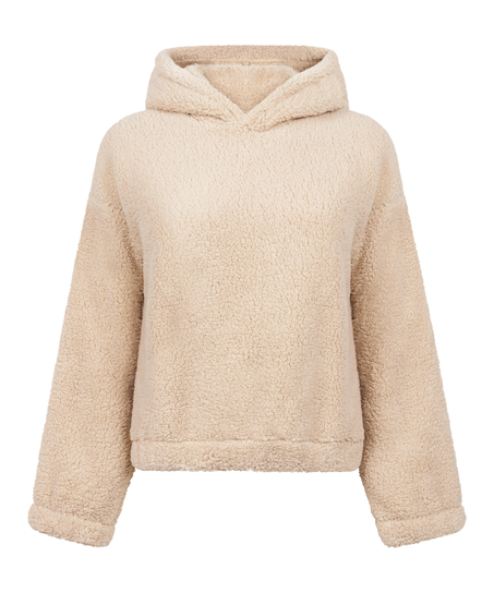 Fleece Snuggle hettegenser, Beige