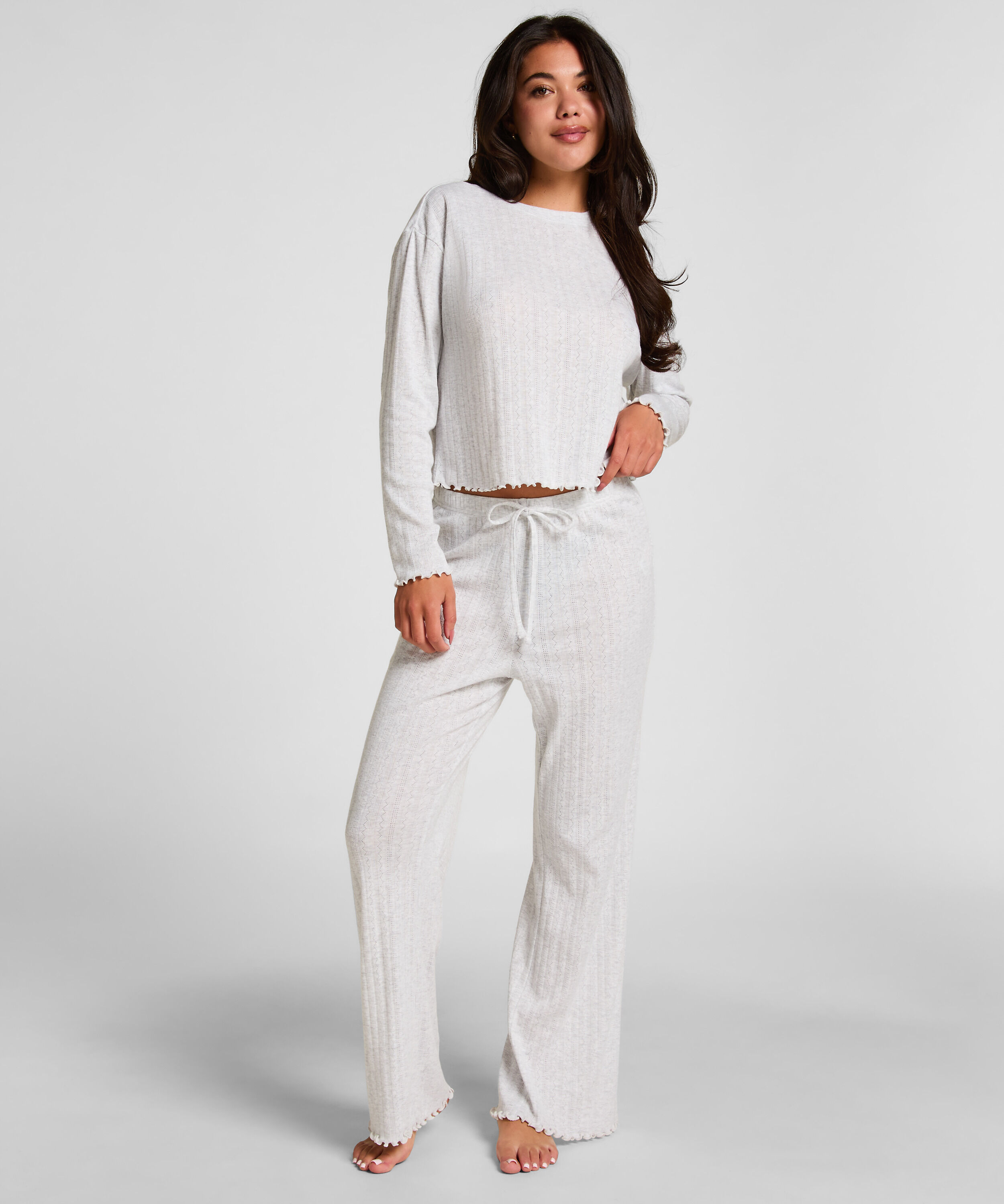 Pyjamabukser Pointelle, Beige